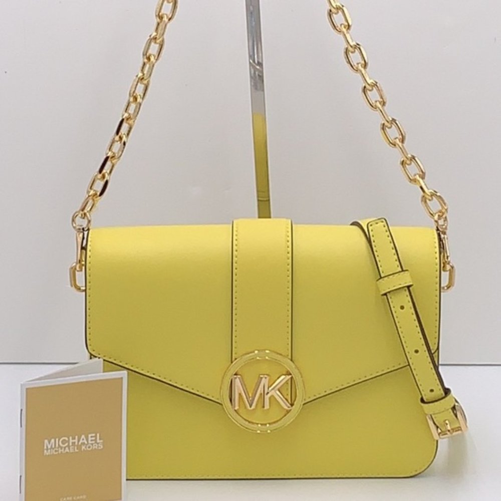 Michael Kors Carmen Medium Convertible Shoulder Bag Crossbody SUNSHINE Leather - Picture 1 of 16